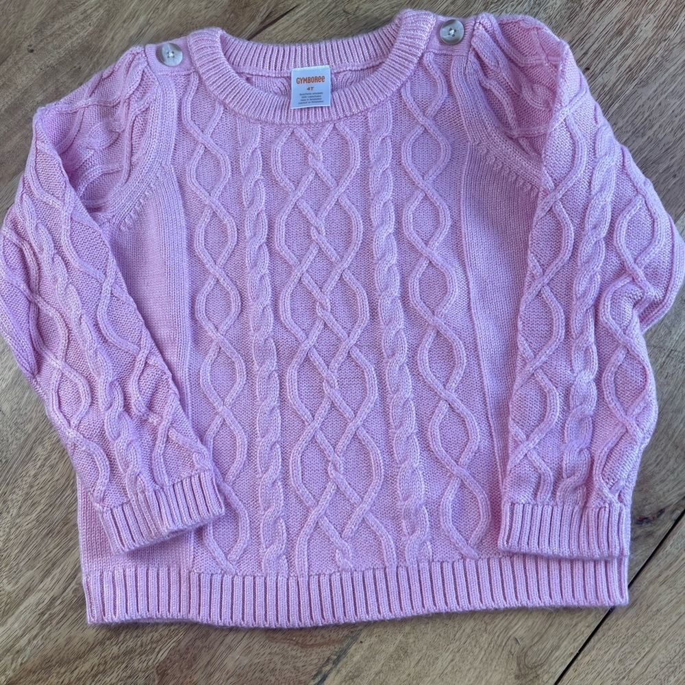Girls Cable Knit Button Sweater, 100% cotton, size 4, NWOT